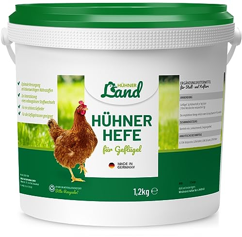 HÜHNER Land Hühnerhefe, Bierhefe Hühner & Geflügel 1,2kg I Futterergänzung für Hühnerfutter, Natürliche B-Vitaminen, Mineralien, Spurenelemente & Aminosäuren, Ohne Zusätze