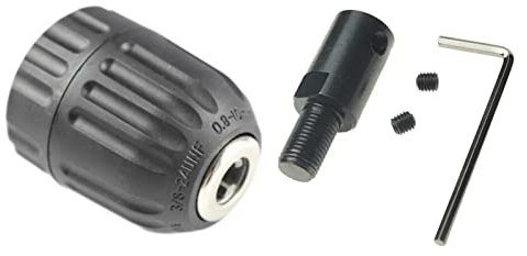 CHANCS Filetage 0,8 mm-10 mm Mandrin de perçage 3/8-24 UNF Tige de connexion filetée Diamètre intérieur 5 mm Excellente force de serrage Foret sans clé Accessoires pour perceuse électrique manuelle
