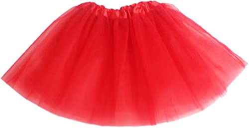 Classic Elastic 4 Layered Tulle Kids Tutu for Girls, Red, 2-8 Years