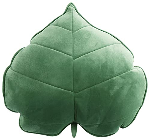 Keyohome 3D Leaf Throw Pillow, 50 * 50cm/19.7x19.7in Decorative Plant Sofa Pillows, Plush Leaf Shaped Cushions, Comfortable Sleeping Cushion for Bedroom Sofa Couch Living Room (Green)