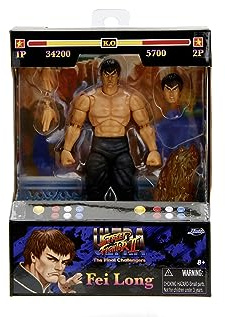 Jada Toys 253252027 - Street Fighter II Fei-Long 6 figur - Jada Toys Street Fighter II Fei-Long Artikulerad Actionfigur med över 20 Artikulationspunkter, 15 cm, 6, Från 8 år