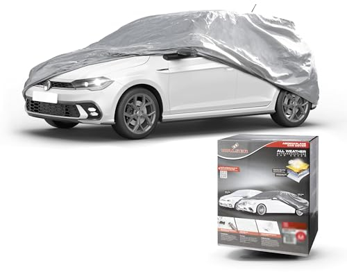 WALSER Bâche Voiture/Housse de Protection Auto Extérieure All Weather Basic - 100% Imperméable et Résistante aux Intempéries, Protection UV, Neige et Poussière, Taille 1, Argent