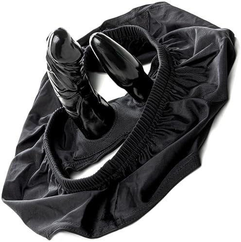 Erotisches Set Slip damen mit zwei eingebauten Dildos 13cm⌀3,5cm und 9cm⌀3cm Doppeldildo für intensives S/M dehnbar bis 51 cm Liebesspiel Sexspielzeug Double Butt Plug penis sextoys FOPS A48