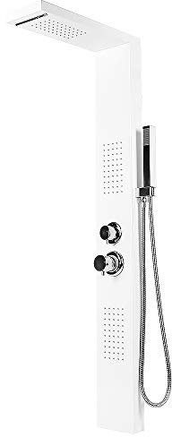 Willonin - Columna de ducha con 4 modos de hidromasaje para panel de ducha de acero inoxidable, panel de ducha, columna de ducha de acero inoxidable con chorro de masaje, color blanco