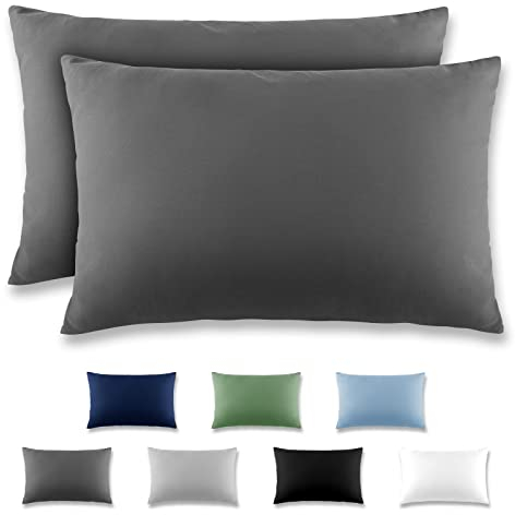 REDKEY Kissenbezug 50x80 cm - 2er Set Kopfkissenbezug - Mikrofaser Kissenhülle für Kissen, Kopfkissenbezüge mit Laschenvershluss, 50 x 80 Pillow Case - Anthrazit