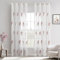 MIULEE Wohnzimmer Vorhänge Transparent mit Altrosa und Weiß Blätter Muster, Modern Stickerei Gardinen Ösen für Schlafzimmer Deko, 2er Set Schöne Blätter Muster Vorhang Fenster H 245 x B 140