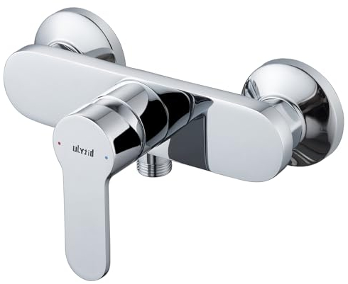 Ulytid Duscharmatur, Mischbatterie Dusche, Armatur Dusche Messing, Einhebelmischer Aufputz, Brausebatterie Bad Wandmontage Chrom, Brausearmatur Badezimmer Silber, G1/2 Brauseabgang