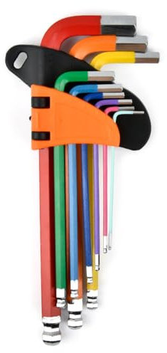 Allen Key Set 9 PCS Anti-Slip Long Ball Hex Key Set, Imperial Allen Key Set, Long Allen Key Set Allen Keys (65-180mm) Color Coded for Furniture Assembly,Bike,Scooter,Motorcycle Repair,Household DIY