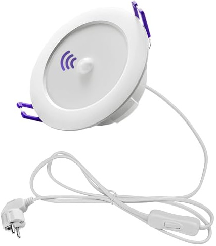 FSLiving 4W LED Einbaustrahler mit Bewegungsmelder, 230V Warmweiß 3000K, 1 Stück Möbeleinbauleuchte Einbauspots Deckenspot für Kabinett Badezimmer Küche, 7.0-8.5cm