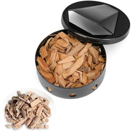 QUHUOYAO Edelstahl Räucherbox, Edelstahl BBQ Smoker Box, BBQ Grill und Smoker Zubehör, zur Verwendung mit Holzspänen, um Gas- oder Holzkohlegrills rauchigen BBQ-Geschmack zu verleihen