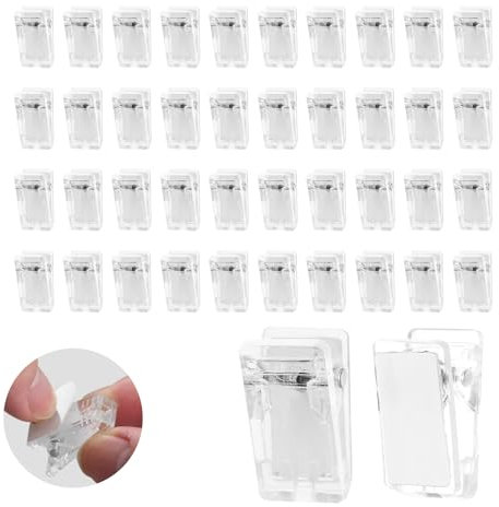 40 Stück Selbstklebend Kunststoff Federclips,Klebrige Fotoclips,Outdoor Digital Poster Selbstklebende Wandclips,Klein Selbstklebender Zettelhalter,Mini Wandclips Klebeklammern,Wandteppich Befestigung