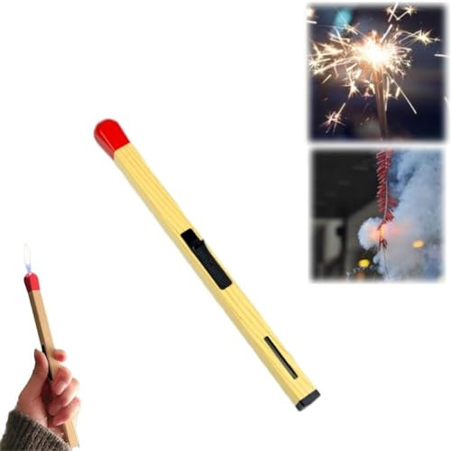 Match-Shaped Lighter Stick - Creative, Refillable Butane Lighter with Adjustable Flame Size, Windproof for Camping, BBQ, Fireplaces, and Candle (Yellow)