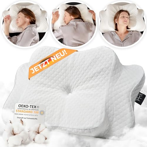 OrthoKomfort® Memory Foam Nackenstützkissen (Getestet & Zertifiziert) – Orthopädisches Kissen für Seitenschläfer & Rückenschläfer | Oeko-TEX, Waschbarer Bezug | Für erholsamen, schmerzfreien Schlaf