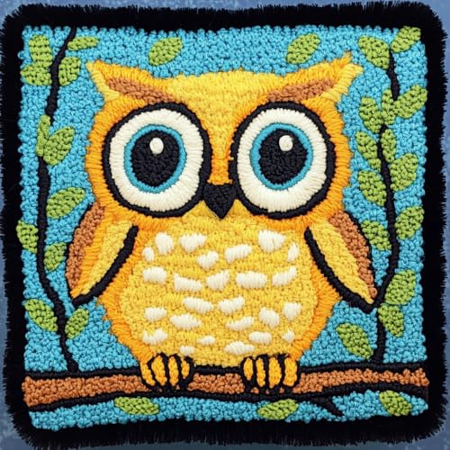 Kit de Almohadones con Cierre de Gancho Kit de Cojines para Bordar 43X43cm Funda de Cojín para Sofá,Funda de Almohada Kit de Bordadas Kits(búho de dibujos animados)