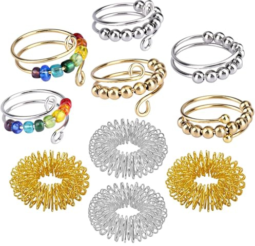VIKY Justerbar akupressurarmband, öppen spinner, stresslindring ångest, Metall, Pärla