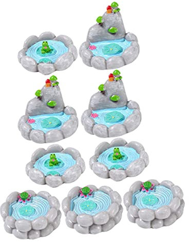 SUPVOX 9 Piezas Mini Decoración De Estanques De Jardín Decoración del Césped Paisaje Característica Diminuto Decoración De Jardín Equipo Falso Accesorios para Jardines De Hadas Resina