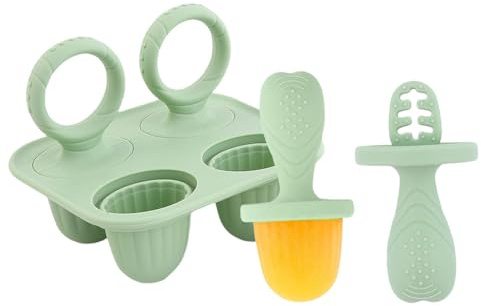 Alimentador de frutas para bebés, moldes para polos de hielo, comedero de frutas para bebés, alivio de la dentición, moldes de silicona para paletas de helados, mordedor reutilizable con asa