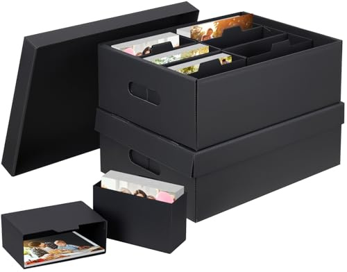 BEZORR 2 Sets of 16 PCS 4 x 6 Photo Storage Boxes with Lids, Large Capacity Photo Case with 16 Inner Picture Boxes, Photo Organizer, Small Separation Box with Paper Card for Seeds, Cards, Crafts