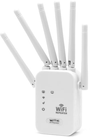 1200Mbps Repeteur WiFi Puissant - 6 antennes Amplificateur WiFi,Mode Répéteur & Routeur & AP, Compatible avec Toutes Les Box Internet Ethernet - Intérieur/Extérieur WiFi Booster de Signal Internet﻿