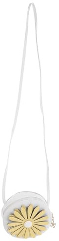 DIKACA Bolso Bandolera Infantil para Niñas, Pequeño Bolso Cruzado de PU Blanco Diseño Margarita, Monedero Compacto para Tarjetas, Ligero y Portátil para Escuela y Actividades Diarias