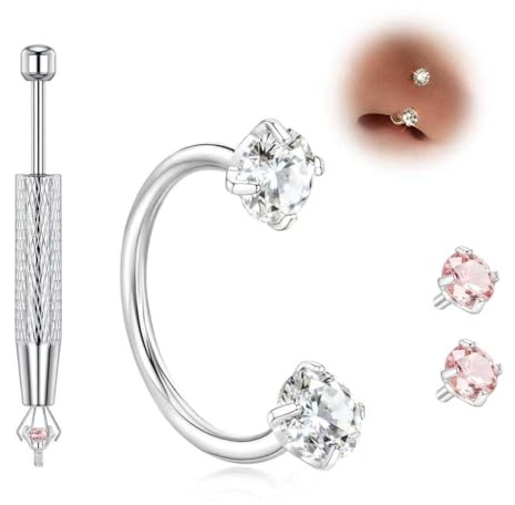 DAI JY titan hästsko näsring 20 g 18 g guld silver dubbel ädelsten näsringar knoppar för kvinnor septumringar 7 mm 8 mm allergivänliga ringörhängen brosk helix näsborre piercing smycken