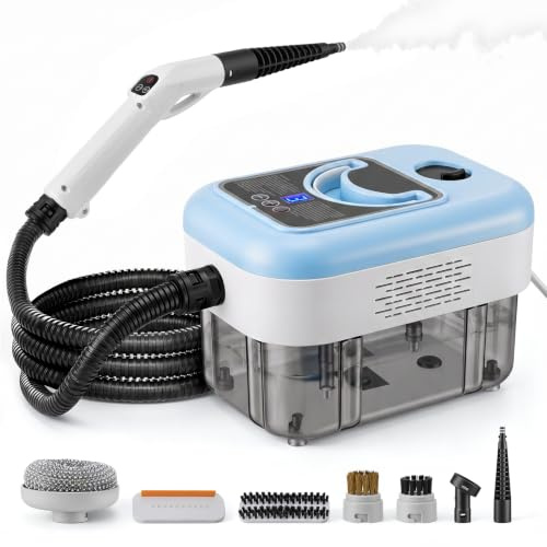 Yapasopu Limpiador a Vapor 2000 W, 6 Cepillos, Tanque de 2.5 L, limpiador vapor Portátiles de 3 Barras, con 3 Velocidades Regulables, para Ventanas, Campanas, Telas