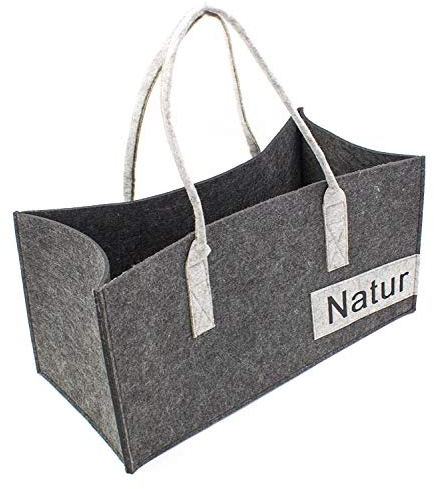 Luxflair XXL Filz Tragetasche in unterschiedlichen Farben, Bestickte Damen Shoppingtasche, besonders groß: 50 x 25 cm, ALS Handtasche oder Einkaufstasche, 50x25x50cm, Dunkelgrau/Graumeliert
