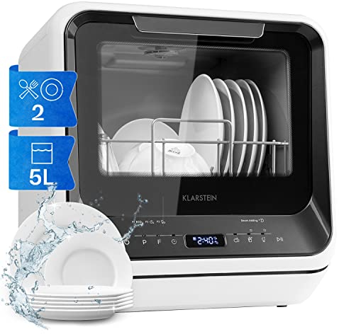 Klarstein Amazonia - Lavastoviglie Piccola, 6 Programmi, Mini Lavastoviglie Consumo Ridotto, Display LED, Touch, Lavastoviglie Portatile Ideale per Vacanze e Campeggio, Amazonia Mini, Nero