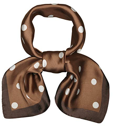 SOJOS Bandana Nicki-Tuch Damen Halstuch Kopftuch Seidentuch mit Polka Dot 70 x 70 Braune Seite