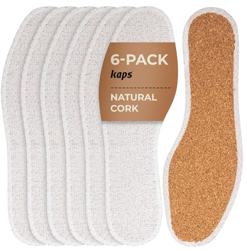Kaps Confezione da 6 Paia di Suole in Sughero Naturale e Spugna, Solette Leggere per le Scarpe da Uomo o Donna(42 EUR)
