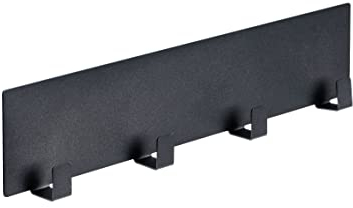 WENKO Magnetische Hakenleiste Ima Schwarz, Black Outdoor Kitchen Zubehör mit 4 Haken zum Aufhängen von Textilien und Grillzubehör, schnelle Befestigung ohne Bohren auf Metallflächen, 30 x 6,5 x 2 cm