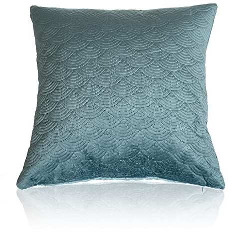 diMio 2er Set Samt-Sofakissen mit Reißverschluss und Füllung Couchkissen Dekokissen Zierkissen (2er Set, Petrol (Samt))