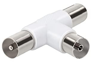 Ekon Divisor de Antena de TV de 9,5 mm, 2 Tomas Macho, 1 Conector Hembra Divisor coaxial, Divisor de Antena de TV, para TV, Smart TV, decodificador, Digital terrreste, satélite