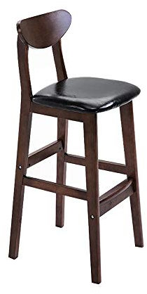 Barhocker, braun, Massivholz, hoch, mit Rückenlehne, Frühstücksstühle, Theke, PU-Sitz, Höhe: 73 cm, 5 Farben, Haltbarkeit (Farbe: C) (D) Made in China