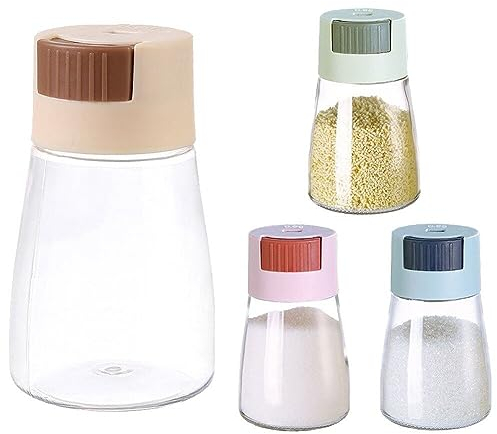 Wudaizhi Ensemble de 4 saupoudreuses de sel quantitatives, saupoudreur de sel à Pression, réservoir à Sucre, Bouteille à épices, poivrière, saupoudreuse à épices.