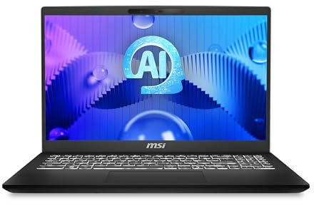 MSI Modern 15 H AI C1MG-036XES - Ordenador portátil 15,6 FHD (Intel Core Ultra 7 155H, RAM 32GB, 1TB SSD, Free Dos) Classic Black - Teclado QWERTY español