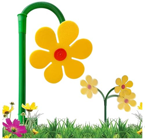 CUTENNIOU Crazy Daisy Sprinkler Crazy Dancing Flower Water Sprinklers Funny Sun Flower Dancing Daisy Lawn Sprinkler for Yard Watering Dogs Playing Garden Sprinklers - Yellow