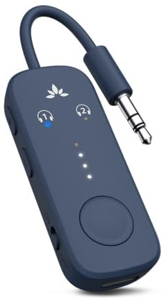 Avantree Relay – Bluetooth 5.3 Adapter für Flugzeug mit Qualcomm aptX Adaptive, für 2 AirPods oder Kopfhörer, 20 Std. Wiedergabezeit, 3,5mm AUX Klinke Transmitter Sender für Reisen, Fitnessstudio