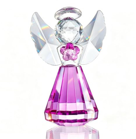 3'' Purple Crystal Guardian Angel Figurine Art Glass Angel Gifts For Women