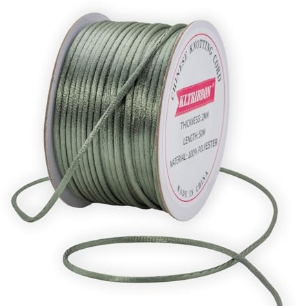 KLTRIBBON Cordón de cola de rata de satén, 2 mm, metal, gris, para fabricación de joyas, pulseras, collares, hilo de perlas, macramé, kumihimo, nudo chino, manualidades, 50 m