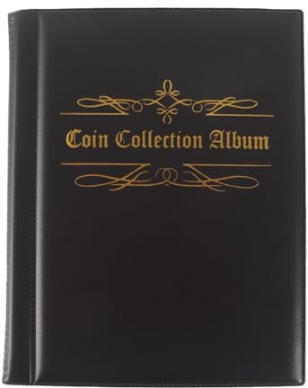 Huba Álbum de colección de 480 bolsillos con 16 páginas, color negro, para guardar y exhibir monedas, sellos y fichas.