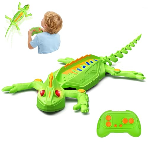 Ambesty Lagartija Teledirigida,Recargable Gecko Trepador,Camaleón Teledirigido, Gecko Teledirigido con Ojos LED, Lagarto Robot Juguetes, Regalos de Cumpleaños para Niños Niñas 3 4 5 6 7 8+ Años