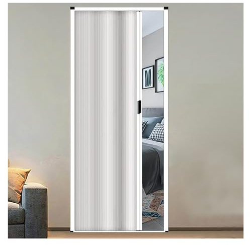 Låsbar hopfällbar Concertina dörrar platsbesparande vaxkakedesign ingen borrning krävs intern grå och vit passar 70 100 cm bredder perfekt för garderober och skiljeväggar (76 x 195 cm)