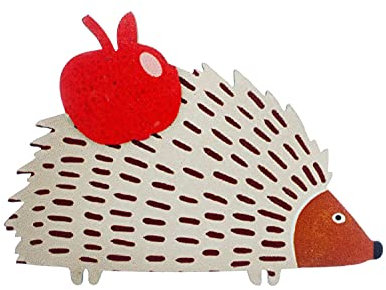 Miniblings Broche Hérisson Jardin Faune Automne Animal Bois Pomme Douce Forêt, 21mm, Métal, argenté, Non connu