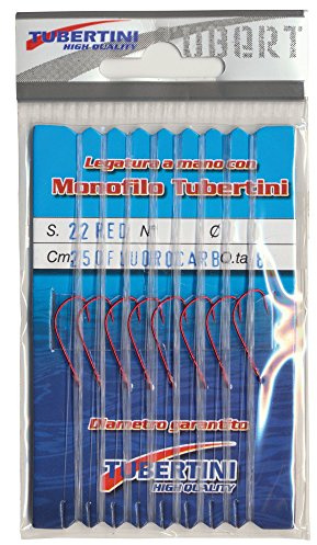 Tubertini Haken S.22 rot gebunden Gr.08/0,18 mm Fluocarbon