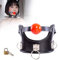 SXOVO Collare Bondage con bavaglio bocca SM, collare in pelle PU imbottito collo corsetto, bavaglio per uomini e donne con chiave di bloccaggio