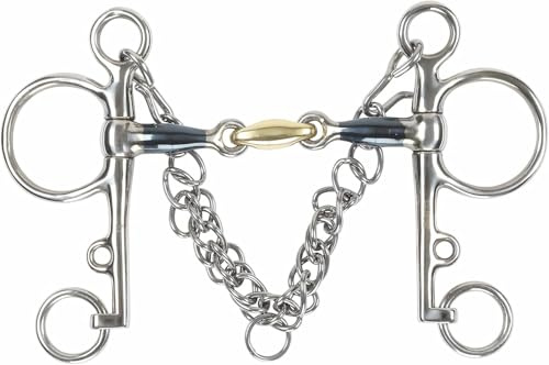 Shires Blue Sweet Iron Pelham With Brass Lozenge Blue Horse Bit 6, Bluee Sweet Iron