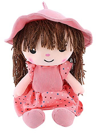 ISAKEN Niedliche Kuschelpuppe Plüschpuppe, Weiche Stoffpuppe Baby Puppe Doll mit Kleidung, Mädchen Plüschtier Gefüllte Puppen Anziehpuppe Plüsch Spielzeug Geburtstagsgeschenk für Kinder, 40CM