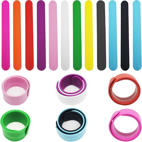 CTRICALVER Braccialetti Slap, DIY Braccialetti per Bambini Slap Bracelet Blank in Silicone, Per eventi familiari, feste, festival (12 colori*1pcs)