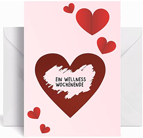 The Life Barn Gutschein Rubbelkarte Herz zum selber beschriften mit Umschlag für eigenen Text, Liebe, Valentinstag